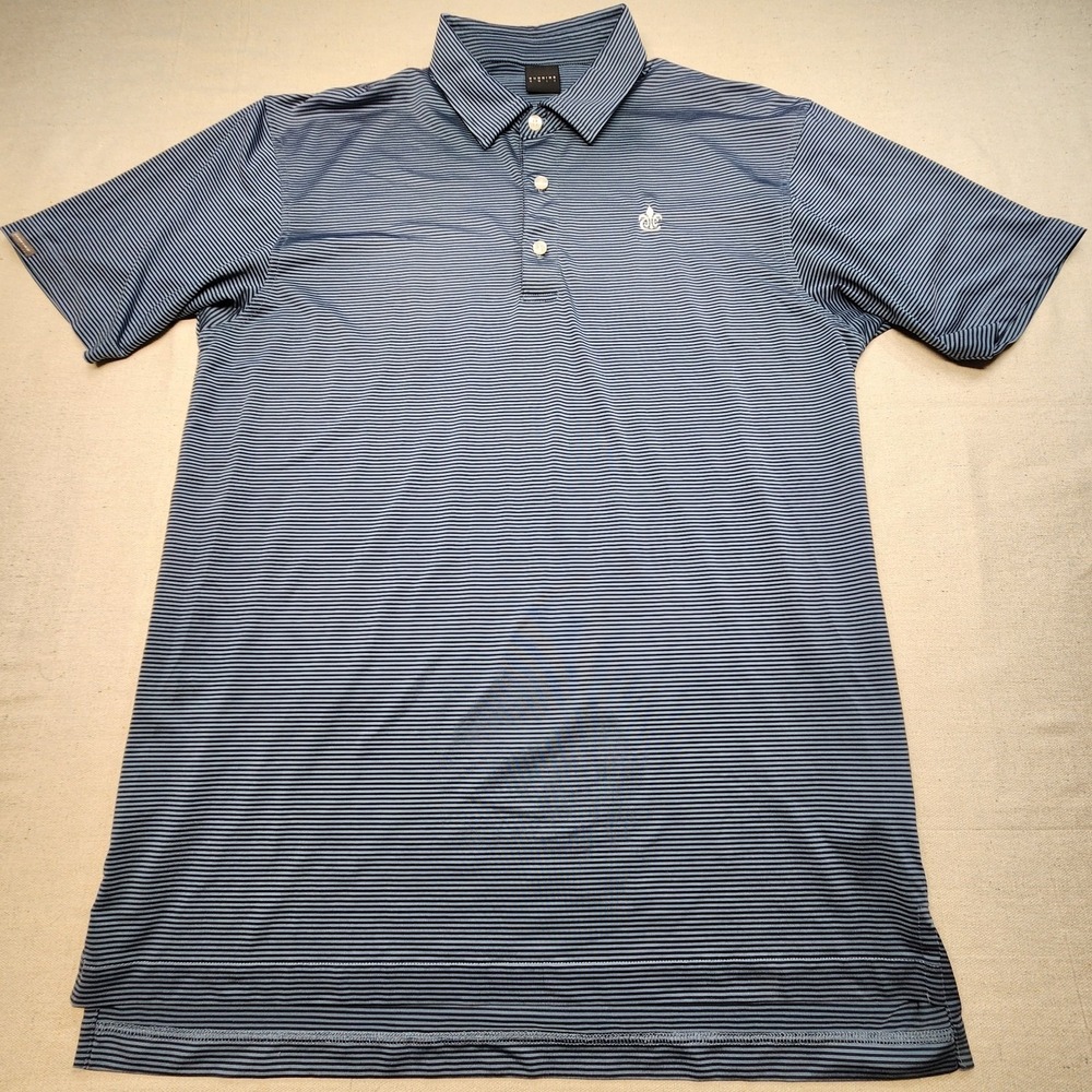 Mens Dunning Golf Blue Striped Polo Shirt French Creek Club Embroidered Large